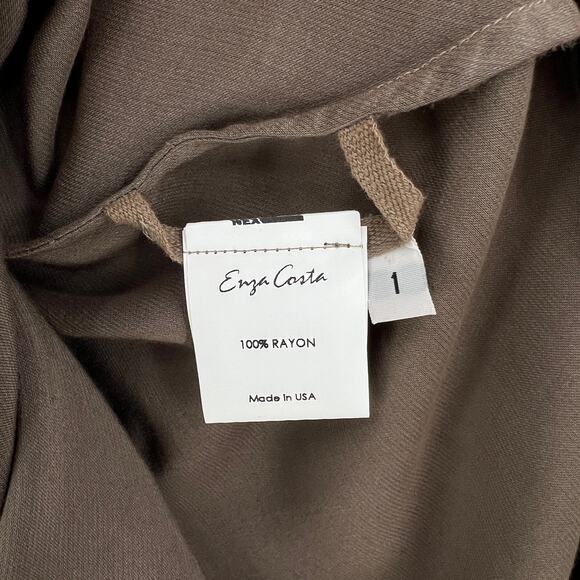 ENZA COSTA Satin Bias Cut Skirt Womens Small 1 Shiitake Brown Midi Pull on Slip - Picture 12 of 16